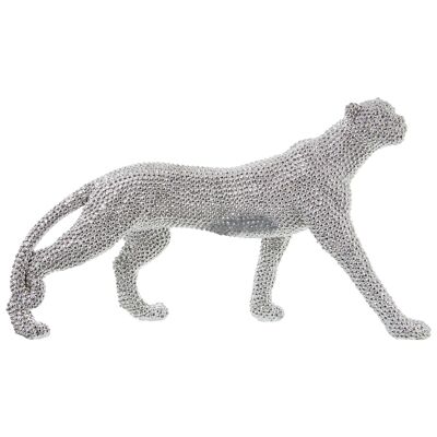 SILVER RESIN PANTHER FIGURE 34X10X20CM ST49994