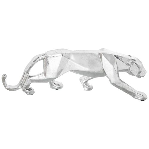 FIGURA PANTERA RESINA PLATEADAORIGAMI 44X7X14CM ST50348