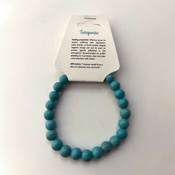 Bracelet en cristal, turquoise (howlite teinte) 4