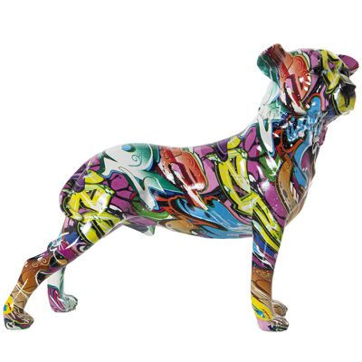Mehrfarbige Graffiti-Hundefigur aus Kunstharz, 29 x 12 x 24 cm, ST49373