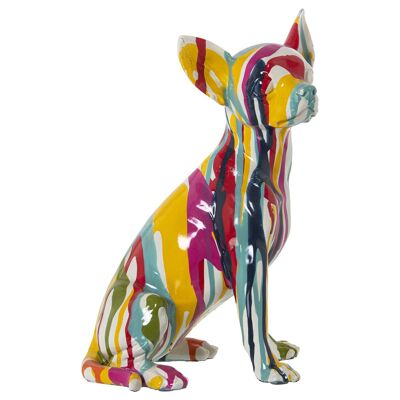 Mehrfarbige Graffiti-Hundefigur aus Kunstharz, 15 x 13 x 26 cm, ST49341