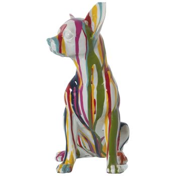 FIGURINE CHIEN EN RÉSINE GRAFFITI MULTICOLORE 15X13X26CM ST49341 2