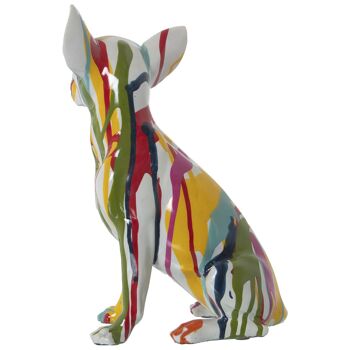 FIGURINE CHIEN EN RÉSINE GRAFFITI MULTICOLORE 15X13X26CM ST49341 4