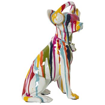 FIGURINE CHIEN EN RÉSINE GRAFFITI MULTICOLORE 17X13X26CM ST49390 2