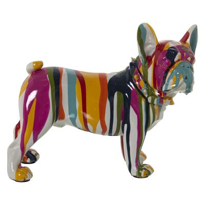 Mehrfarbige Graffiti-Hundefigur aus Kunstharz, 24 x 12 x 22 cm, ST49340