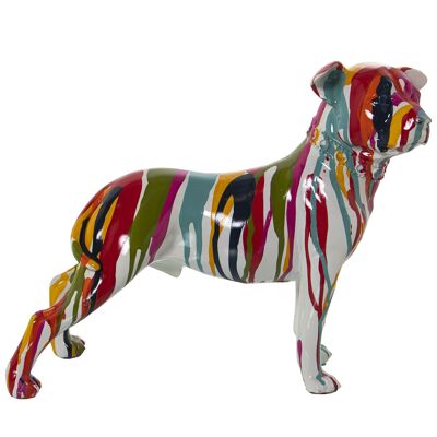 Mehrfarbige Graffiti-Hundefigur aus Kunstharz, 29 x 12 x 24 cm, ST49374