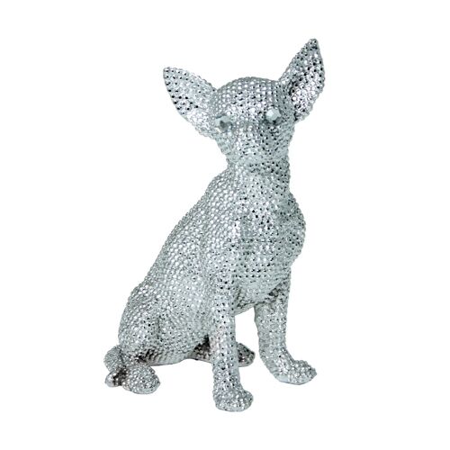 FIGURA PERRO RESINA PLATEADOGRANULADO _15X11X26 CM. ST45767