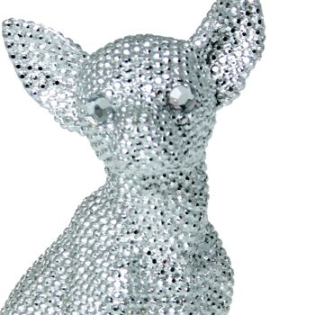 FIGURINE DE CHIEN EN RÉSINE GRANULÉE ARGENT _15X11X26 CM. ST45767 3