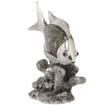 FIGURINE POISSON EN RÉSINE ARGENTÉE 19X10X22CM ST47476 2