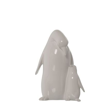 FIGURA PINGÜINO C/HIJO CERÁMICA BLANCO 25CM _16X15X25CM ST57433