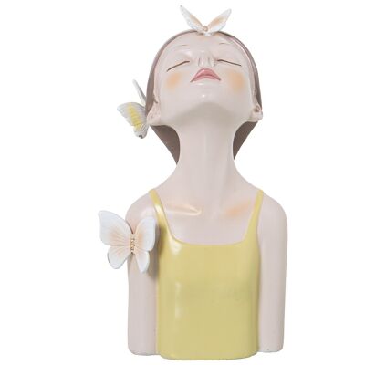 FIGURA RESINA 20CM TORSO CHICAC/MARIPOSAS CAMISETA AMARILLA _11X10X20CM ST50451