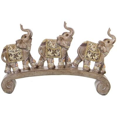 RESIN FIGURE 3 GOLDEN ELEPHANTS 26X5X16CM ST49850