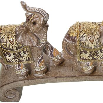 FIGURINE RÉSINE 3 ÉLÉPHANTS DORÉS 26X5X16CM ST49850 3