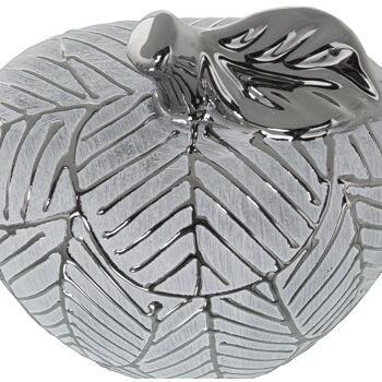 FIGURINE POMME EN CÉRAMIQUE BLANC/ARGENT 12,5X9X13CM ST52732 2