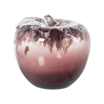 APPLE FIGURE PINK+TRANSPARENT GLASS °13X13CM ST20179