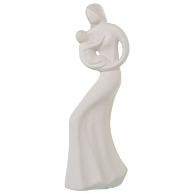 FIGURA MUJER C/BEBÉ CERÁMICA BEIGE ARENA _16X14X45CM ST61079