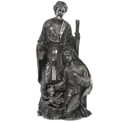 Krippenfigur aus silbernem Kunstharz, 19 x 17 x 39 cm, ST49238