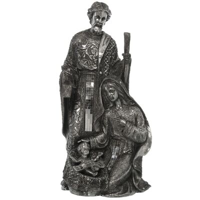 FIGURA NATIVITA' IN RESINA ARGENTO 19X17X39CM ST49238