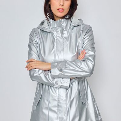 Shiny matte effect windbreaker with removable hood 1838