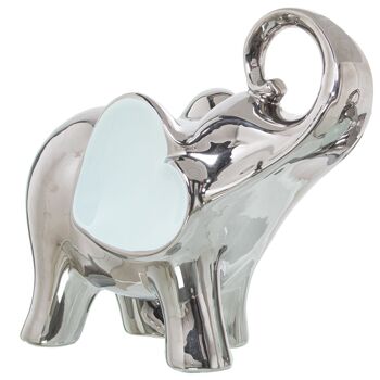 FIGURINE D'ÉLÉPHANT EN CÉRAMIQUE BLEU CLAIR/ARGENT 27X12X25CM ST51000 1