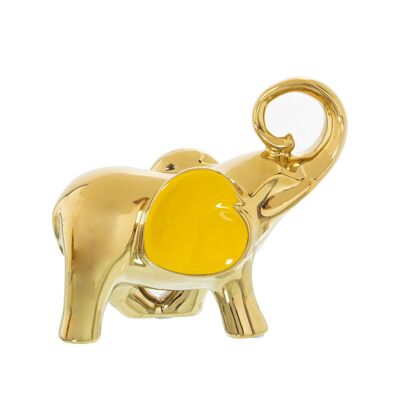 FIGURINE D'ÉLÉPHANT EN CÉRAMIQUE OR/JAUNE 20X9X18CM ST50090