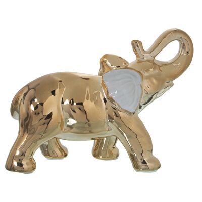 GOLD/WHITE CERAMIC ELEPHANT FIGURE 24X10X18CM ST50122