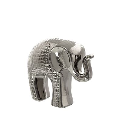 SILVER CERAMIC ELEPHANT FIGURE _17X7X15CM ST57242