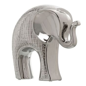 FIGURINE ÉLÉPHANT EN CÉRAMIQUE ARGENT _27X11X25CM ST57243 2