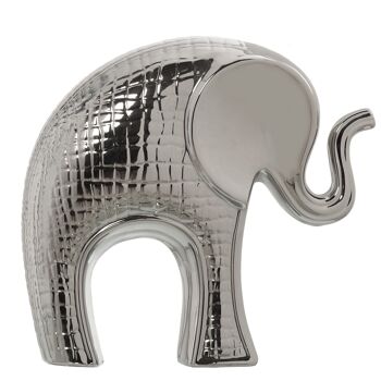 FIGURINE ÉLÉPHANT EN CÉRAMIQUE ARGENT _27X11X25CM ST57243 3