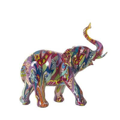 FIGURINE D'ÉLÉPHANT RÉSINE GRAPHITE MULTICOLORE 24X9X20CM ST49377