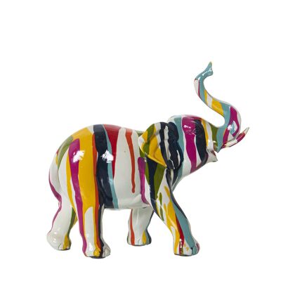 FIGURINE D'ÉLÉPHANT RÉSINE GRAPHITE MULTICOLORE 24X9X20CM ST49378