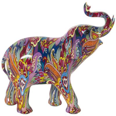 FIGURINE D'ÉLÉPHANT RÉSINE GRAPHITE MULTICOLORE 30X12X28CM ST49375