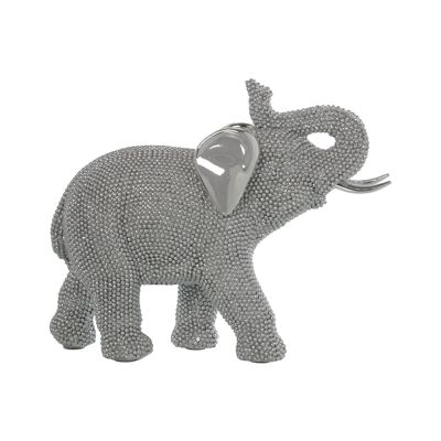 FIGURINE ÉLÉPHANT EN RÉSINE ARGENTÉE 23,5X9,5X19CM ST49246