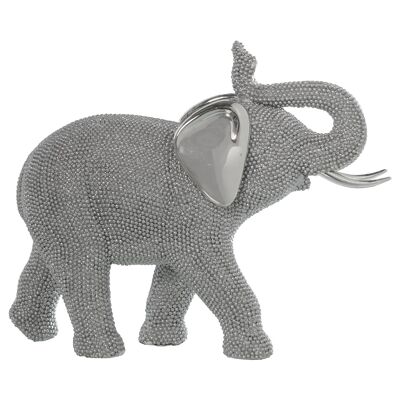 FIGURINE ÉLÉPHANT EN RÉSINE ARGENTÉE 29X10,5X23CM ST49247