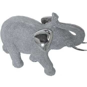 FIGURINE ÉLÉPHANT EN RÉSINE ARGENTÉE 29X10,5X23CM ST49247 2