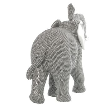 FIGURINE ÉLÉPHANT EN RÉSINE ARGENTÉE 29X10,5X23CM ST49247 3