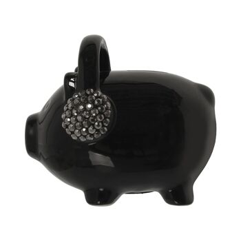 FIGURE COCHON TIRELIRE AVEC CASQUE CÉRAMIQUE NOIRE _16X11.5X13.5CM ST58873 2