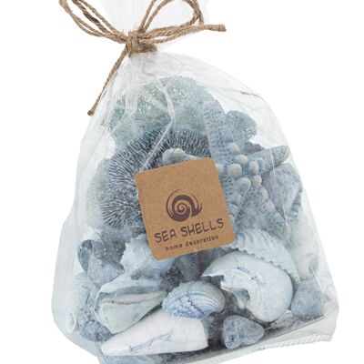 BAG OF ASSORTED BLUE SHELLS/SPONGES, STAR SEA, PIED _BAG:12X8X15/23CM WEIGHT:375GR ST26642