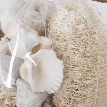 SAC DE COQUILLES/ÉPONGES BLANCHES ASSORTIES, STAR SEA, PIED _SAC:12X8X12/23CM POIDS:380GR ST26640 5