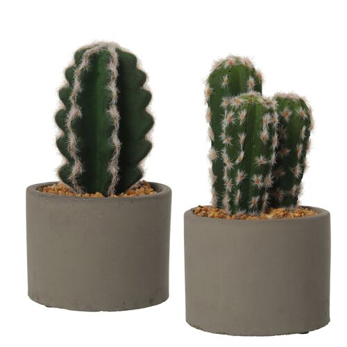 CACTUS ARTIFICIAL C/MACETA CEMENTO, SURT.2 (PU) _°10X18CM, MACETA:°10X8CM ST29982
