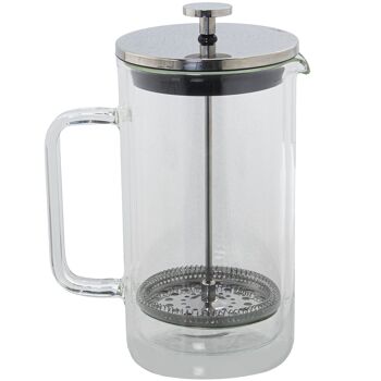 CAFETIÈRE À Piston 1000ML DOUBLE VERRE/ACIER INOXYDABLE _10,5X16X22,5CM VERRE BOROSI ST80159 1