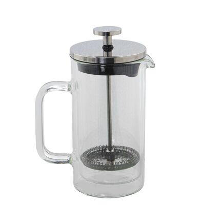 Kolben-Kaffeemaschine, 350 ml, Doppelglas/Edelstahl, 7,5 x 12,5 x 17,5 cm, Boros-Glas, ST80157