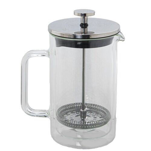 CAFETERA ÉMBOLO 600ML CRISTALDOBLE/ACERO INOXIDABLE _9,5X14,5X19CM CRISTAL BOROSIL ST80158