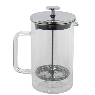 Kolben-Kaffeemaschine, 600 ml, Doppelglas/Edelstahl, 9,5 x 14,5 x 19 cm, Borosilglas ST80158