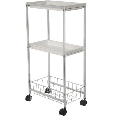 BATHROOM TROLLEY WITH 2 SHELVES AND BASKET PP/METAL-SHELVES: PP _22.5X38.5X76CM, REQUIRES MONT ST87026