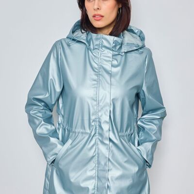 Shiny matte effect windbreaker with removable hood 1840