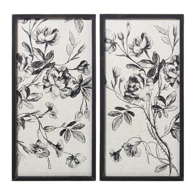 QUADRO SU TELA 30X60CM FIORI CON CORNICE IN LEGNO NERO _30X60X1.8CM ST69170