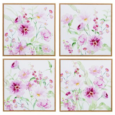 CANVAS PICTURE 30X30CM FLOWERS WITH NATURAL WOOD FRAME _30X30X2CM ST69187