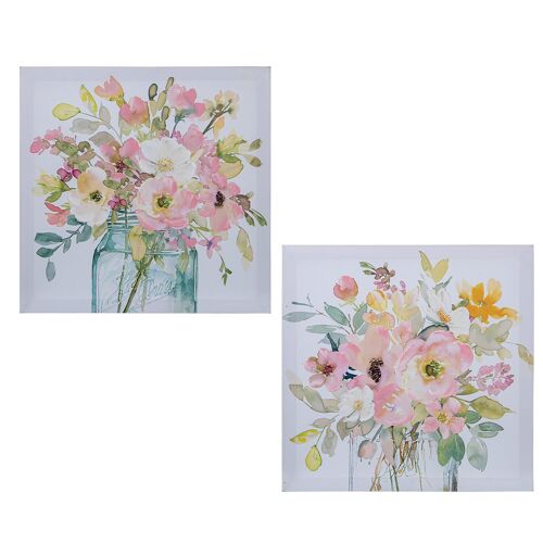 CUADRO LIENZO 40X40CM 40% PINTADO MANO FLORES SURTIDO _40X40X3CM ST69231