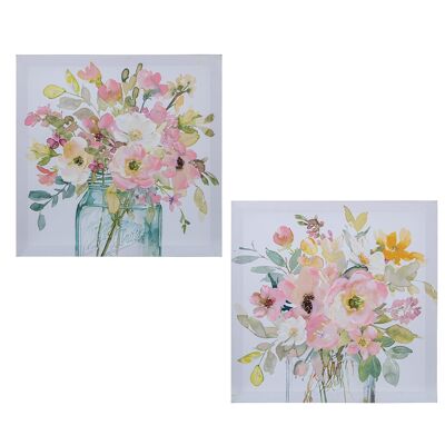 CANVAS PICTURE 40X40CM 40% HAND PAINTED FLOWERS ASSORTED _40X40X3CM ST69231
